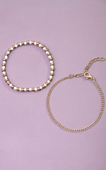 Armband 2er-Kombi mit weißen Perlen