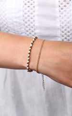 Armband 2er-Kombi mit weißen Perlen