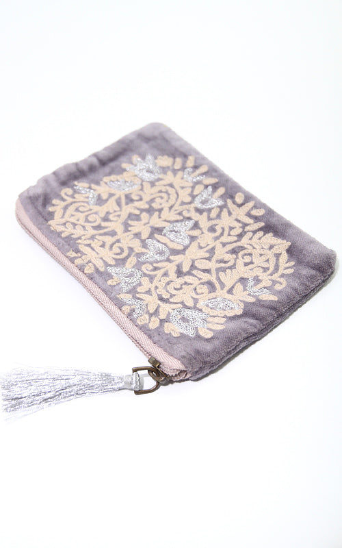 Beauty Bag lila-beige mit Muster | 16 x 11 cm
