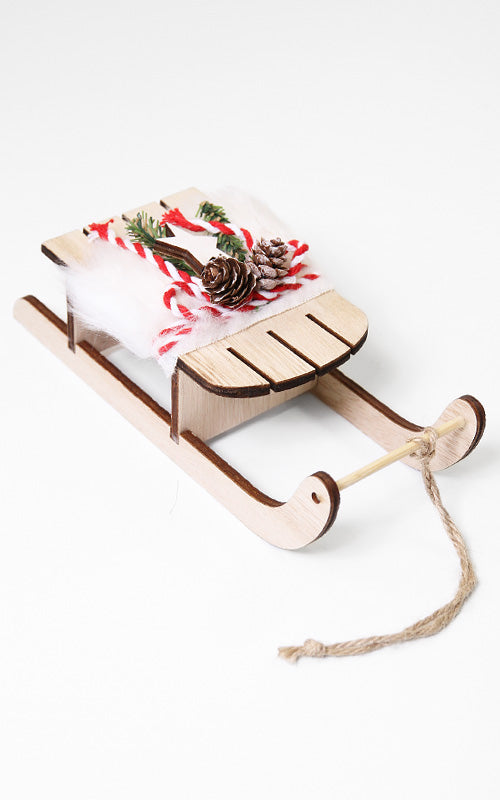 Deko-Holzschlitten | 20 cm lang