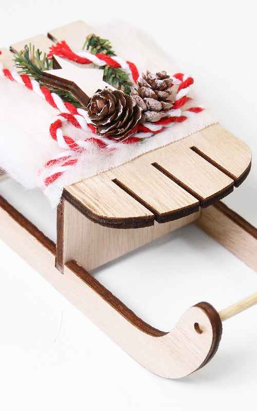 Deko-Holzschlitten | 20 cm lang